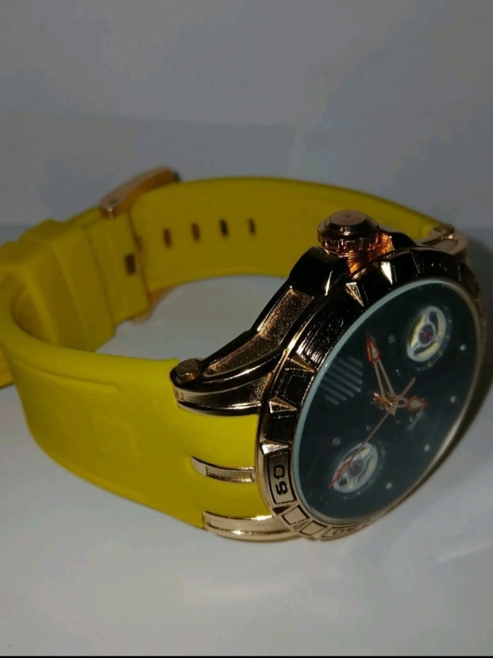 ​BiBi Luxury Men's Watch Automatic Mechanical Skeleton Rose Gold Yellow Rubber